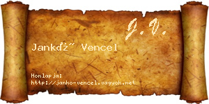 Jankó Vencel névjegykártya